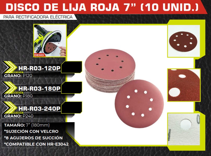 DISCO LIJA P/LIJADORA E3042 ORB #120 (PAQ10UND) 8 AGUJER