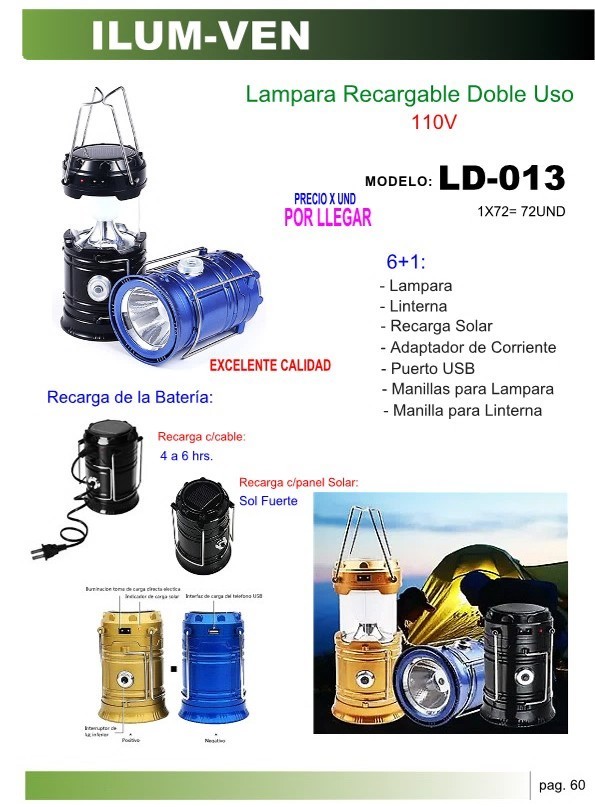 LAMP RECARGABLE MULTIFUNCIONSOLARUSB1
