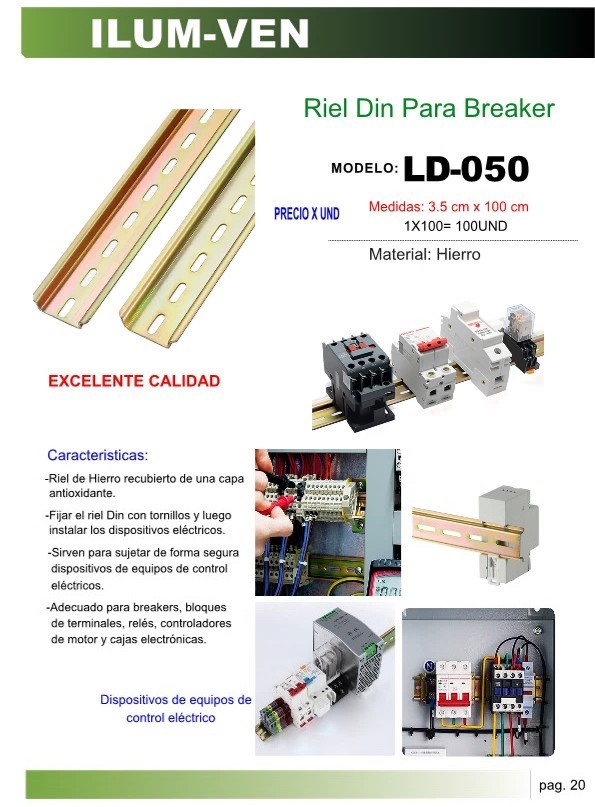 RIEL DIN PARA BREAKER 1MX3,5CM