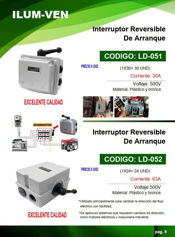 INTERRUPTOR REVERSIBLE ARRANQUE 30A 500V