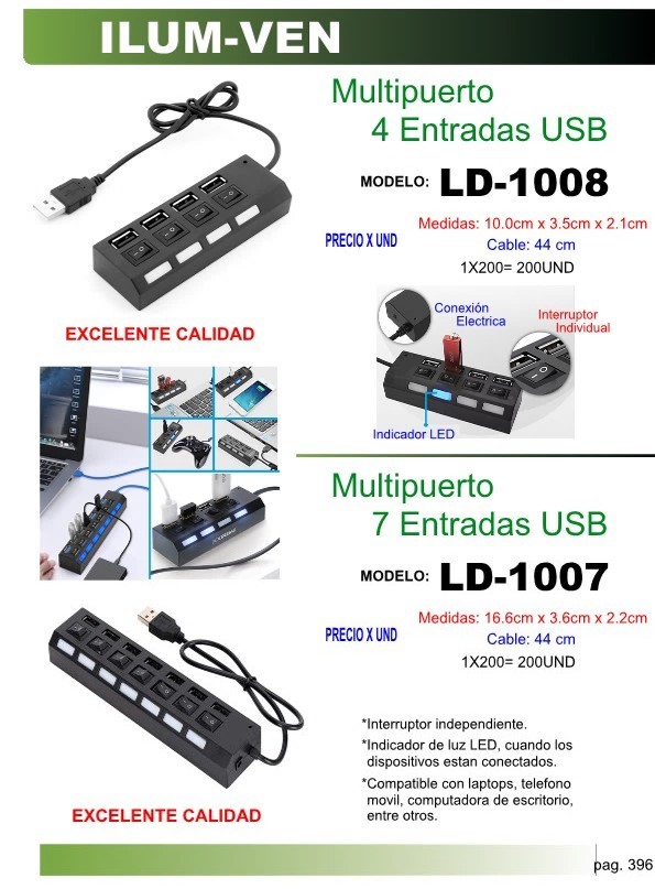 MULTIPUERTO 4 ENTRADAS USB