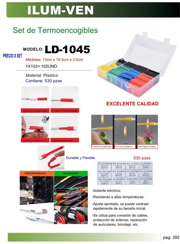 SET TERMOENCOGIBLES 530 PIEZAS 13X19CM PLASTICO