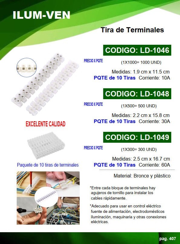 REGLETAS CONEXIÓN 10A (PAQ 10 REGLETAS)