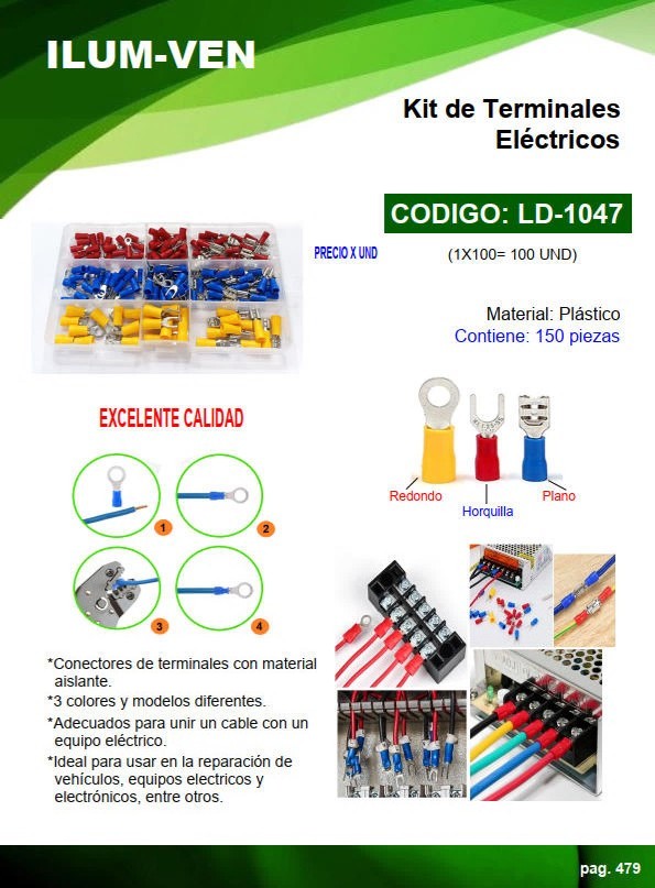 JUEGO TERMINALES (HORQUILLA - PLANO - REDONDO ) ELECTRICOS 1