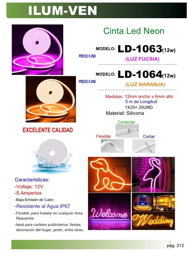 CINTA LED NEON NARANJA 12WX5MTS - 1,2X0,6CM - 12V - 5AMP -IP