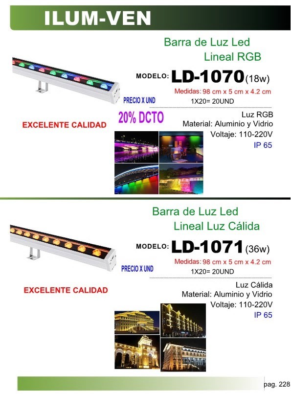 BARRA LUZ RGB LINEAL (18W) 98X5X4,2CM - 110-220V - IP65