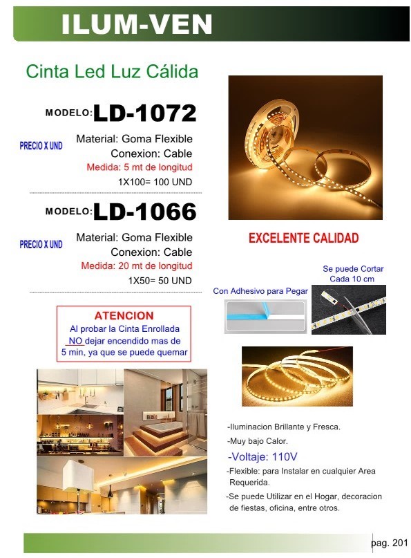 CINTA LED 110V LUZ CALIDA (05 MT) ADHESIV