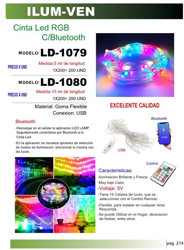 CINTA LED RGB C/BLUETOOTH (10m) 5V