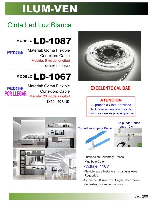 CINTA L/BLANCA FLEXIBL 110V-5 MT ADHESIV