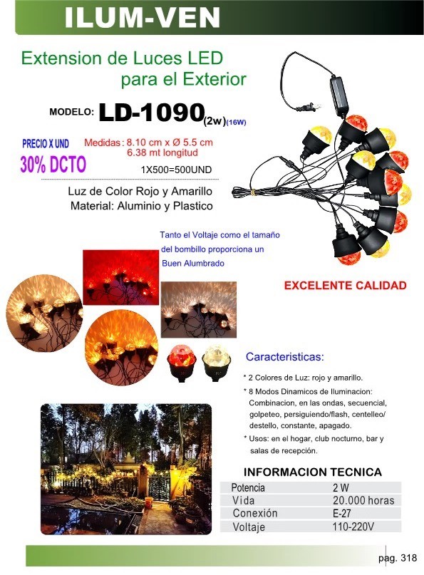 EXTENS LUCES LED P/EXT 8 FUNC 638mt 10 BOMB