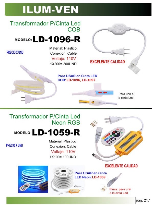 TRANSFORMADOR P/CINTA LED COB - PARA 1096 Y 1097