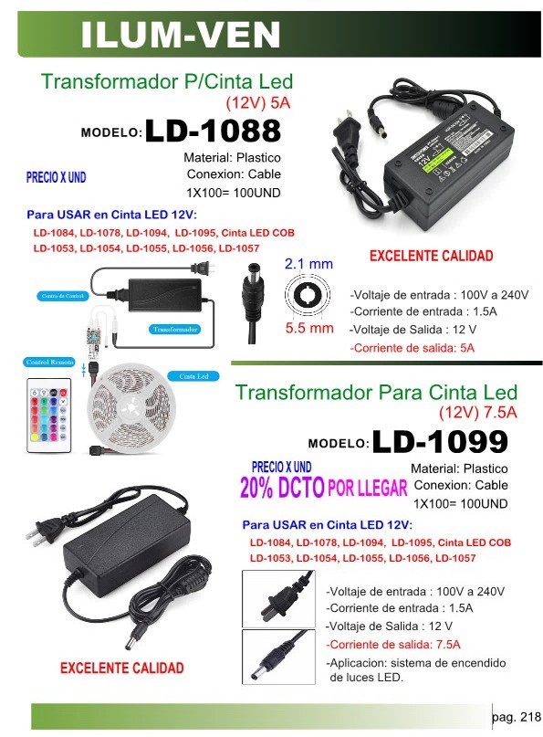 TRASFORMADOR P/CINTA LED (12V) 7,5A