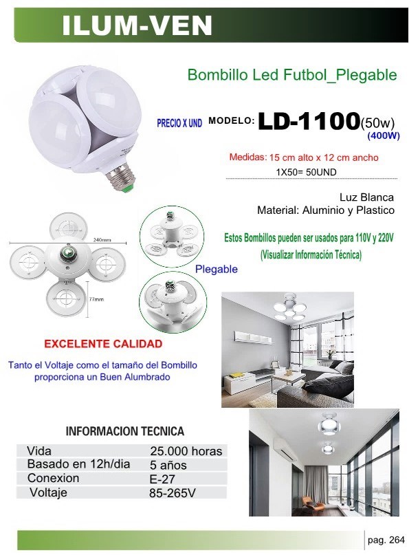 BOMB LED FUTBOL-PLEGA(50W)ALUM/PLAST85-