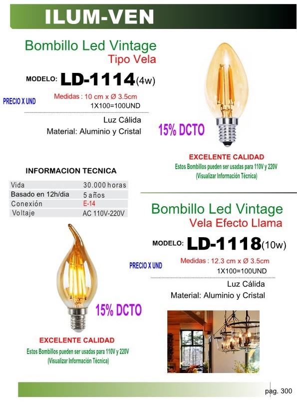 BOMB LED VINTAGE LLAMA E14 10W 110-220V