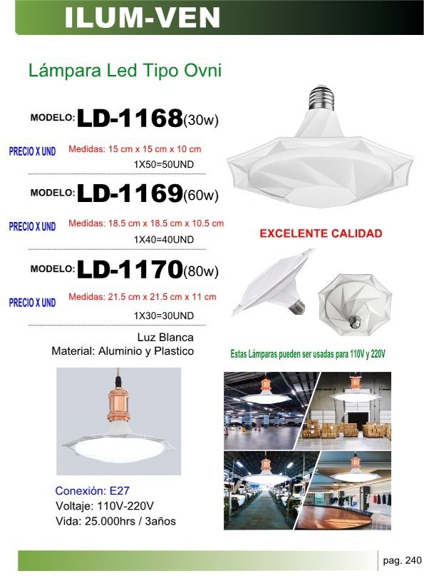 LAMP LED TIPO OVNI 30W - 15X15CM - E27