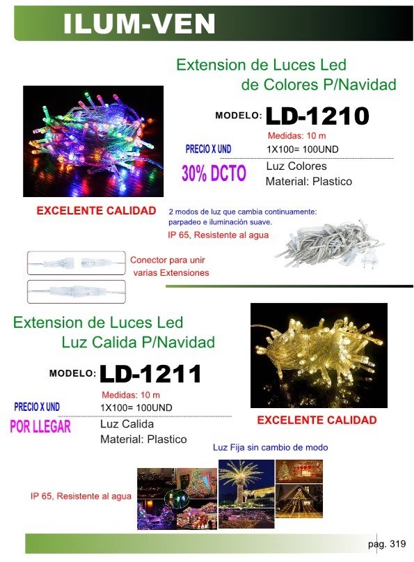 EXTEN LUCES LED CALIDA P/NAVIDAD