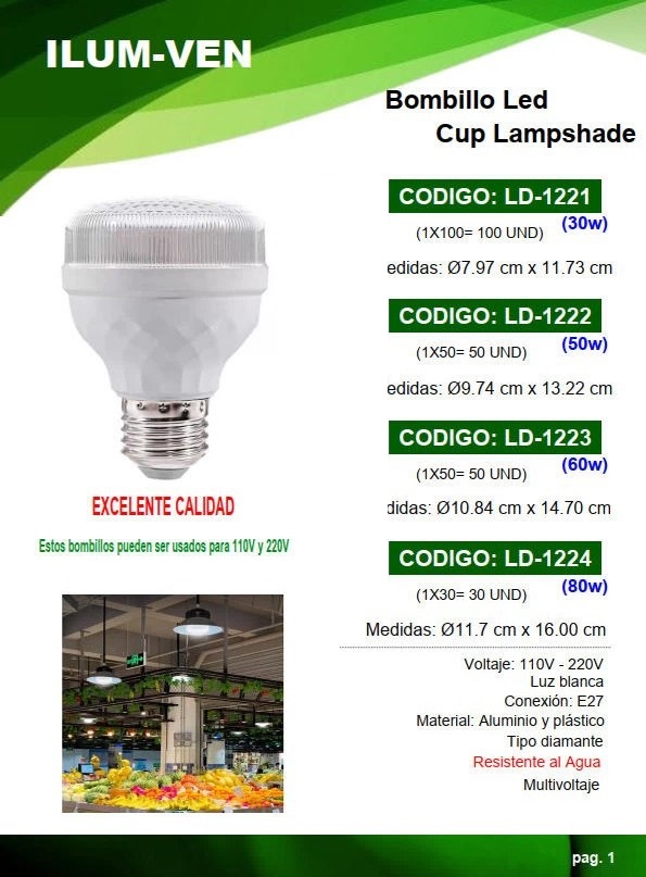 BOMB FUENTE LUZ T/DIAMANTE - 30W - LUZ BLANCA - E27 - 110-22