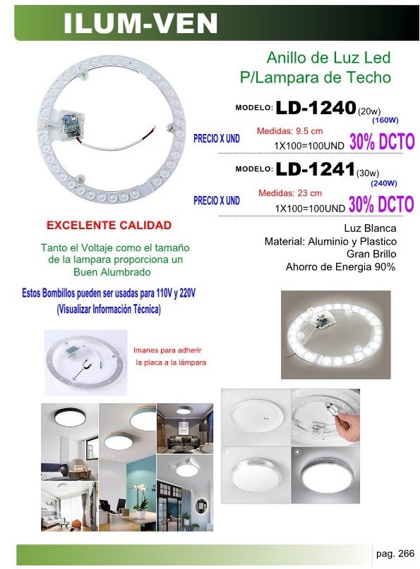 ANILLO LUZ LED P/LAMP TECHO(20W)