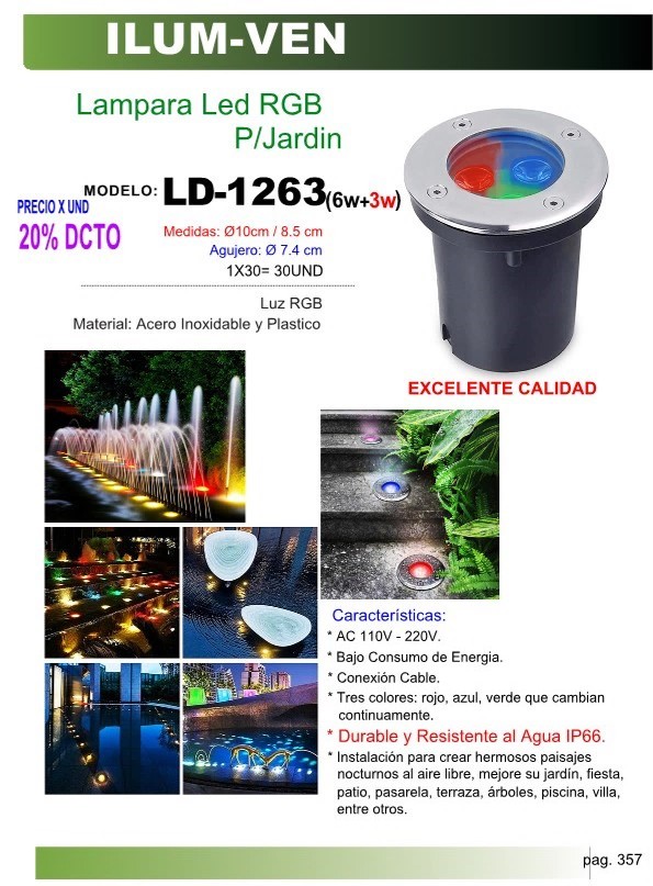LAMP EMPOTR LED RGB P/JARDIN (6W3W) IP67