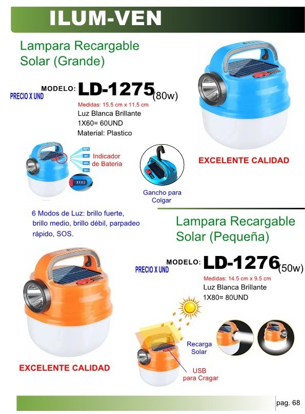 LAMP RECARG SOLAR (GRANDE)