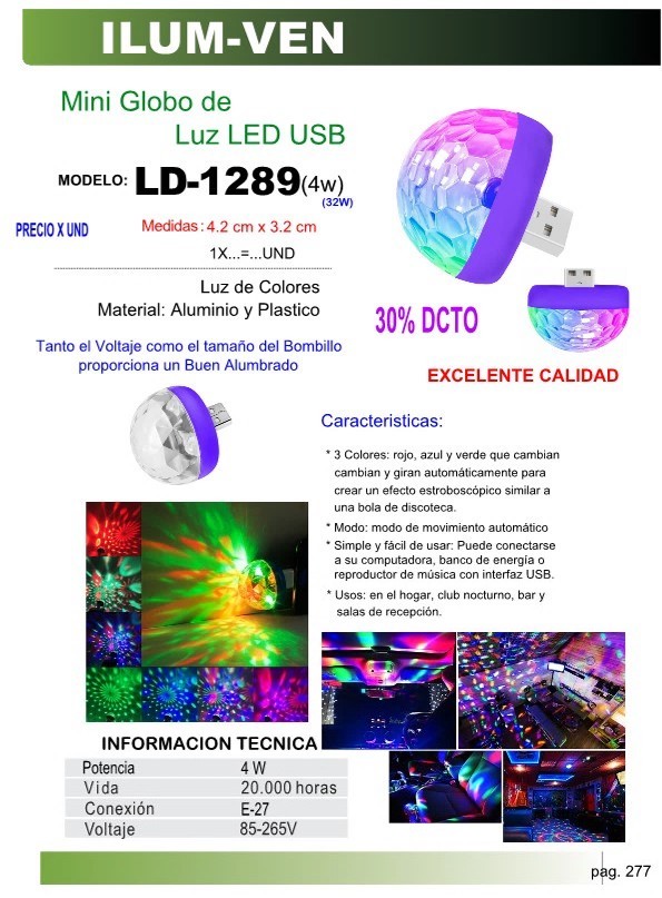 MINI GLOBO LED USB ALUM - PLAST
