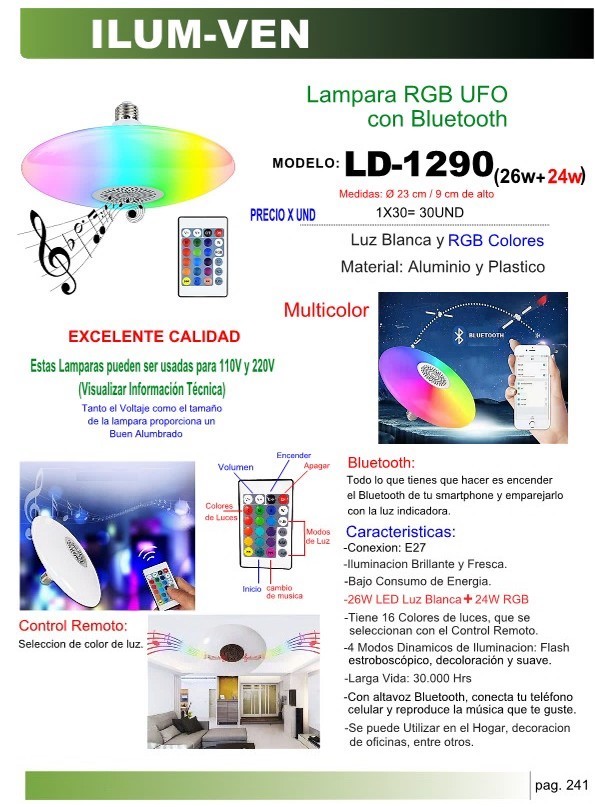 LAMPARA RGB UFO CON BLUETOOTH