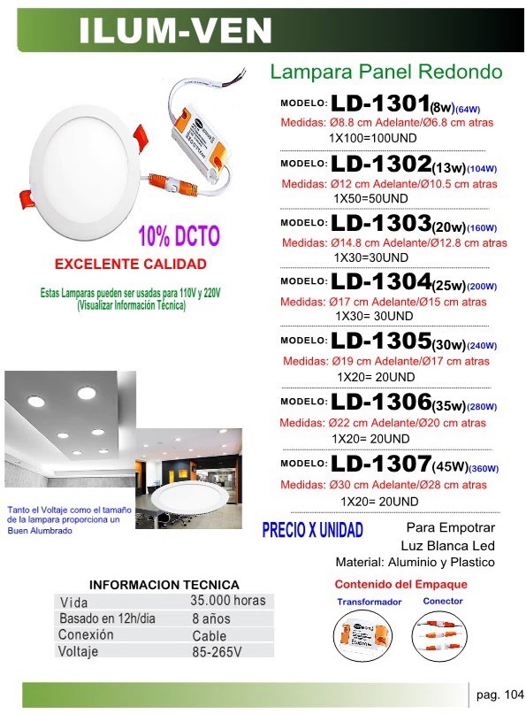 Panel LED RED EMP 45W 30 X 28CM