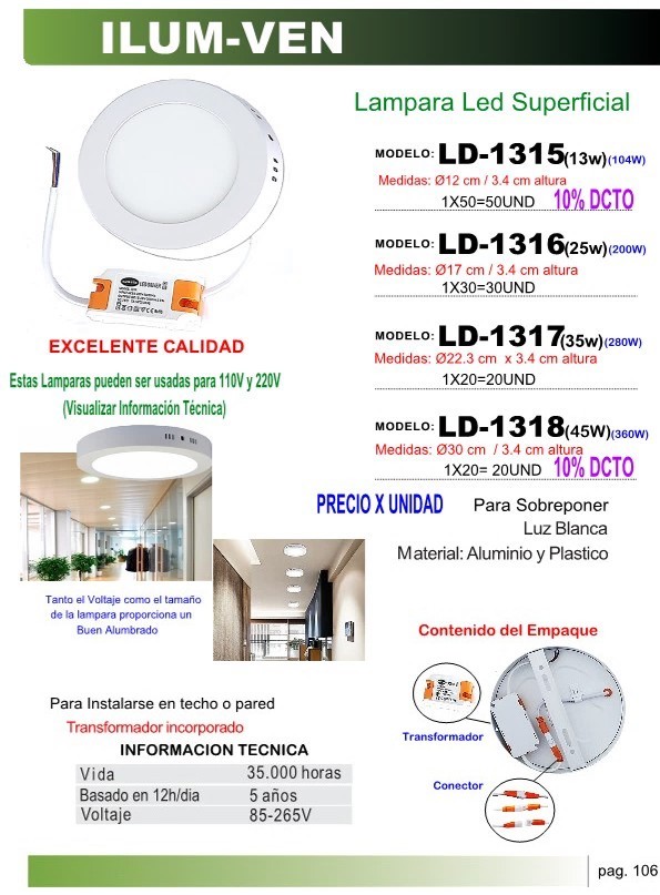 Panel LED RED SUP 35W 223 X 34CM