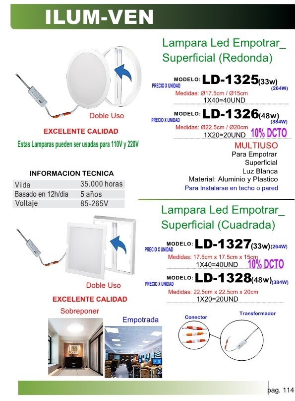 Panel LED RED MOD 33W-175 X 15CM