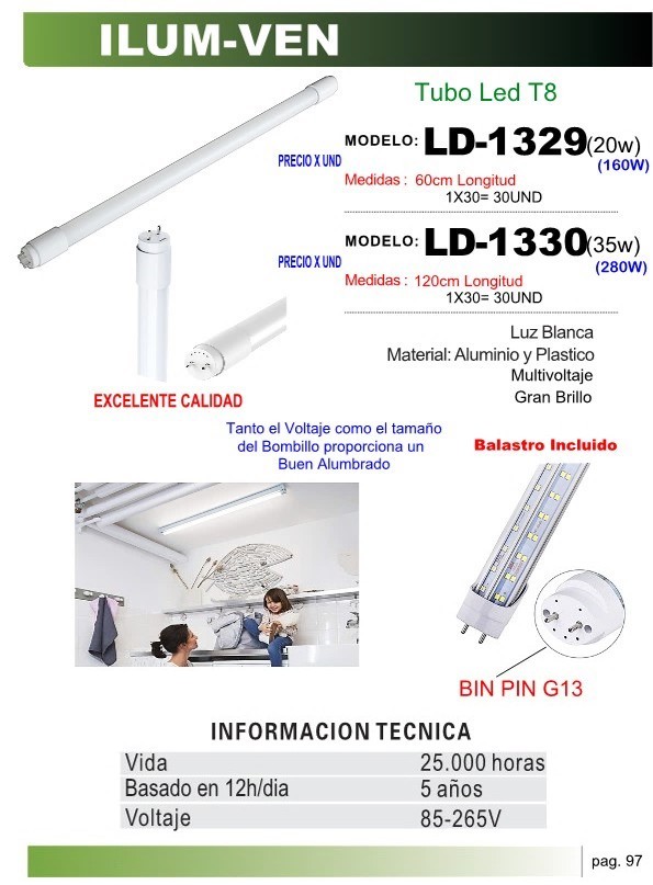 TUBO LED T8 (20W) 0.60CM