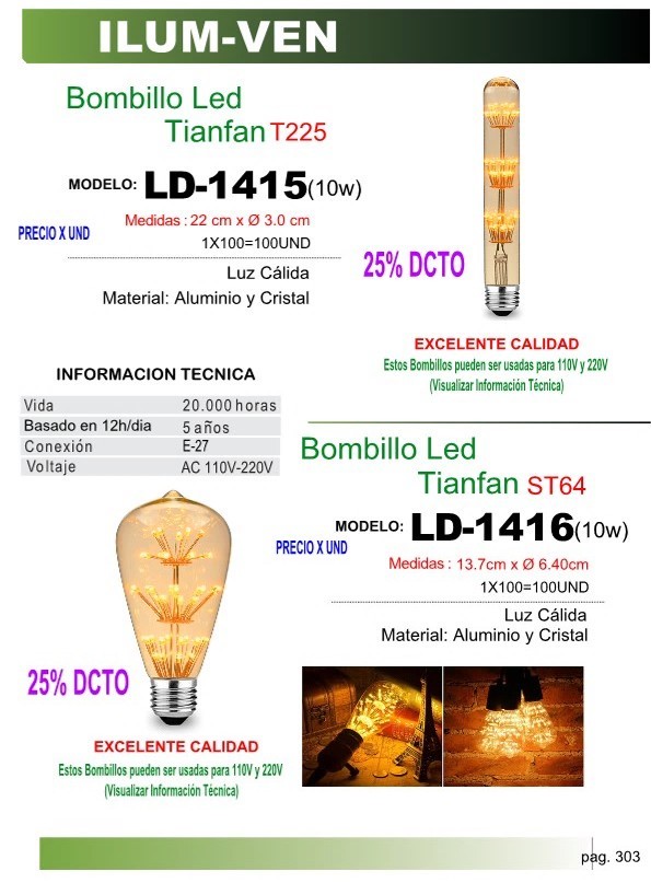 BOMB LED TIANFAN T225 (10W) E27 110-220v