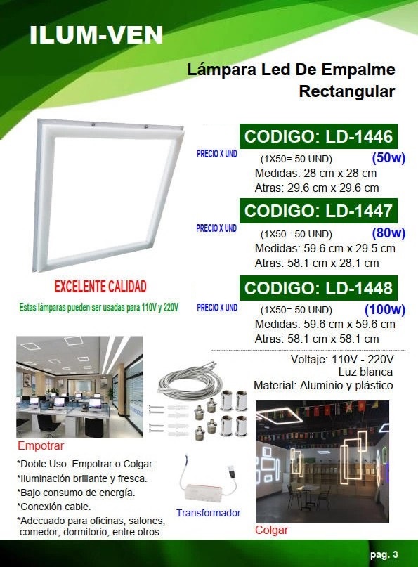 LAMP LED EMPALME RECT - 80W - 59,6X29,5CM - EMPOT-COLGAR - 1