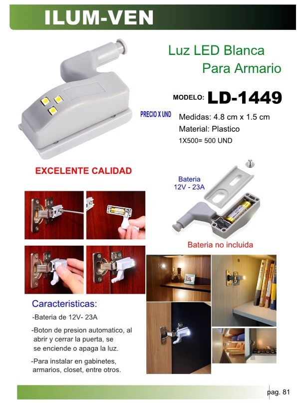 LUZ LED BLANCA P/ARMARIO