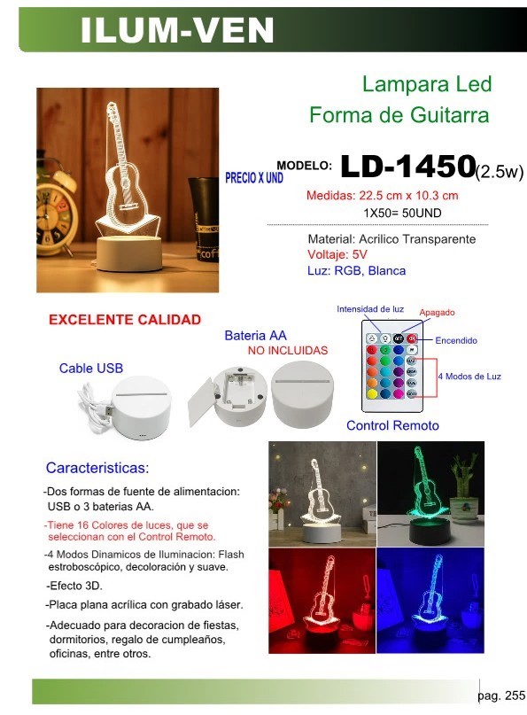 LAMPARA LED FORMA DE GUITARRA