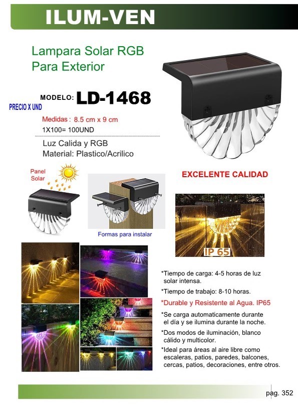 LAMP SOLAR RGB + CALIDA P/EXTERIOR PLAST 8,5X9CM USO APROX 8
