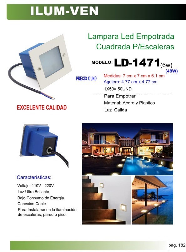 LAMP LED EMPOT CUAD P/ESC (6W)