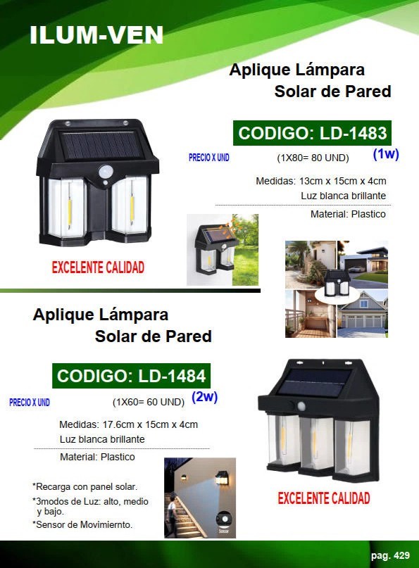 LAMP APLIQUE SOLAR - 2W - LUZ BLANCA - 3LED - 17X15 - PLAST 