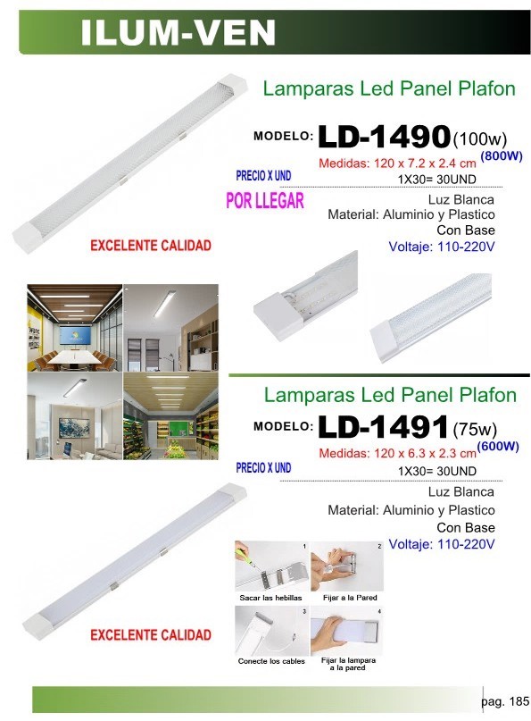 LAMP PANEL PLAFON BLAN 100W - 1,20X7,2CM 110-220V