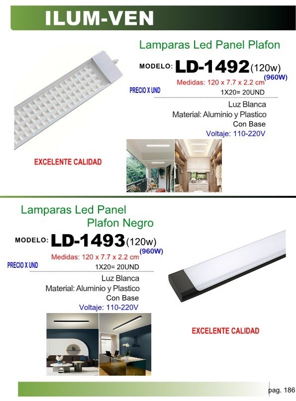 LAMP PANEL PLAFON TRANSP L/BLAN 120W - 1,20X7,7CM 110-220V