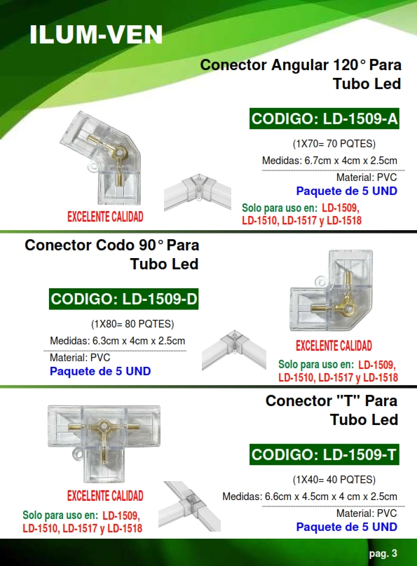 CONECTOR CODO 90GR P/TUBO LED - 6,3X4CM - PVC (5UND) - 1509-