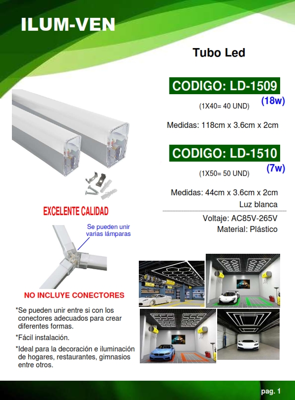 TUBO LED MODULAR - 7W - 6500K - 44X3,6CM - PLAST