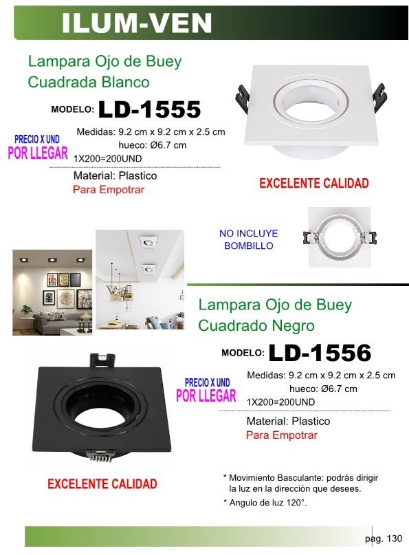 BASE PLAST LAMP OJO BUEY CUADR NEGRO 9.2X2,5CM