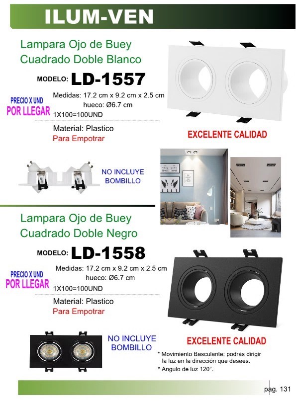 BASE PLAST LAMP OJO BUEY CUADR DOBLE BLANCO 17X9,2X2,5CM