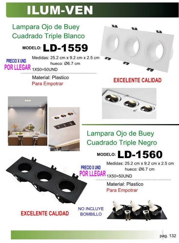 BASE PLAST LAMP OJO BUEY CUADR TRIPLE NEGRO 25X9,2X2,5CM