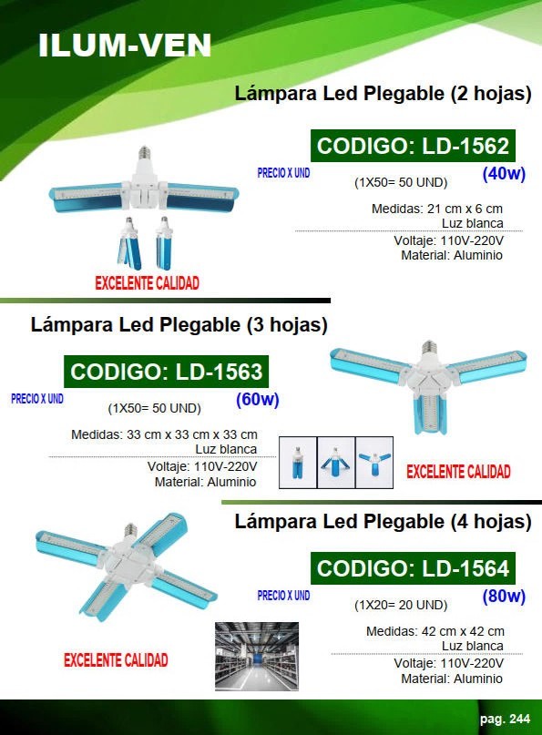 LAMP TUNGST PLEGABLE (2 HOJAS) - 21X6CM