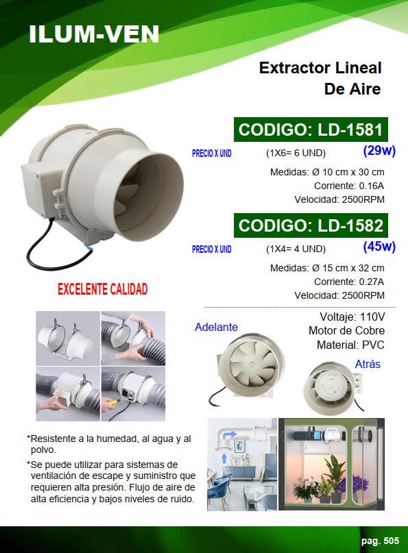 EXTRACTOR LINEAL DE AIRE 29W - 30X10CM - 2500RPM - PVC - MOT