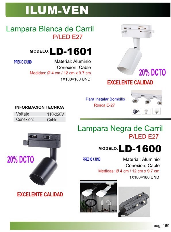 LAMP LED BLANCA  D/CARRIL E27