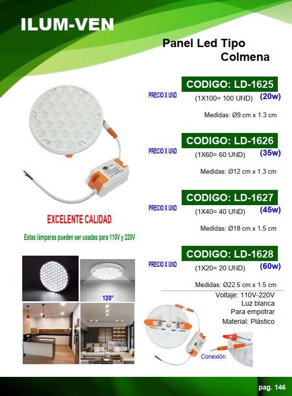 PANEL T/COLMENA  EMPOTRAR AJUST - 35W - 6500K - 12X1,3CM - 1