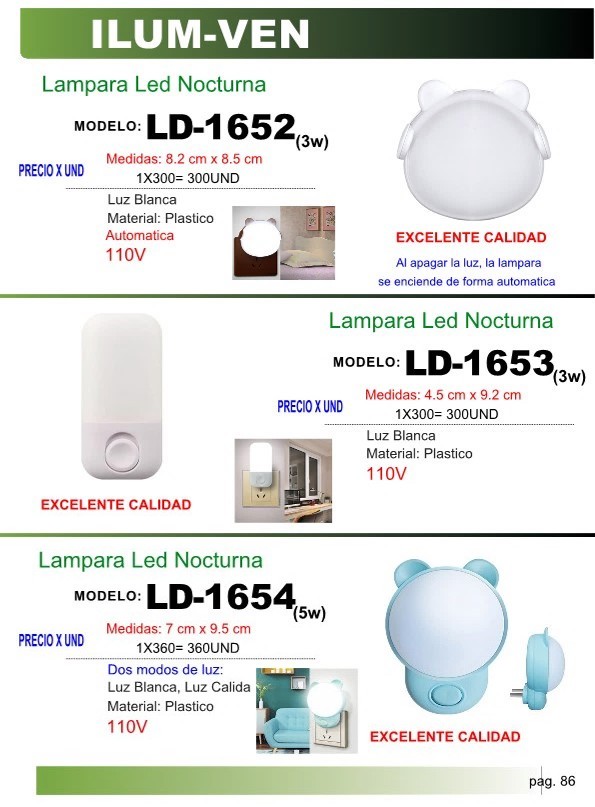 LAMP LED NOCT ENCHUF 110V - 3W - 8,2X8,5CM LUZ BLANCA GATA B