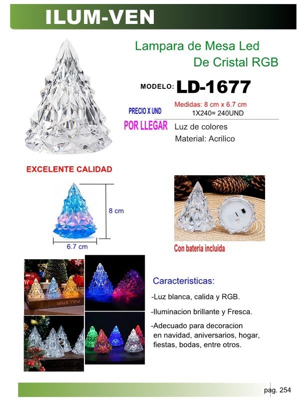 LAMP MESA LED LUZ CALIDA CRISTAL RGB CRISTAL  8X6,7CM